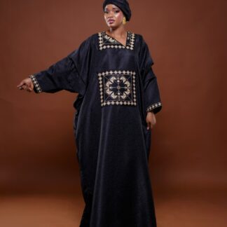 Boubou en Jacquard Noir Fluide très élégant pour vous rendre uniquement belle